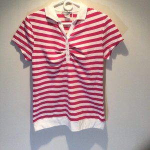 Nana Fashion Collared Pink and White T-Shirt Size: XL